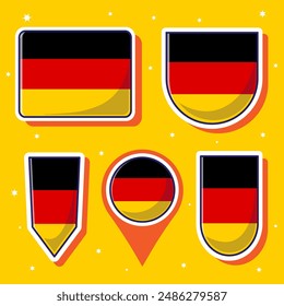 Ilustración vectorial plana de dibujos animados de la bandera nacional de Alemania con muchas Formas en el interior
