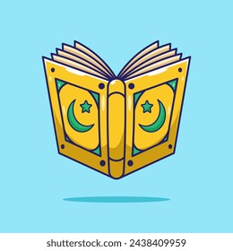Flat cartoon vector illustration of holy Qur'an with simple concept and suitable to use for many events