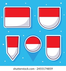 Ilustración vectorial plana de dibujos animados de la bandera nacional de Mónaco con muchas Formas en el interior
