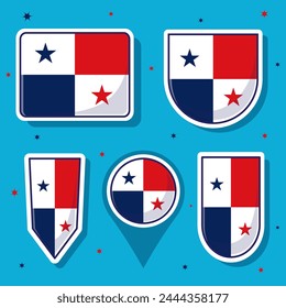 Flat cartoon vector illustration of Panama national flag with many shapes inside