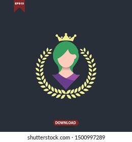 Flat cartoon vector illustration of Queen