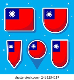 Flache Cartoon-Vektorillustration der Tiongkok-Nationalflagge mit vielen Formens im Inneren