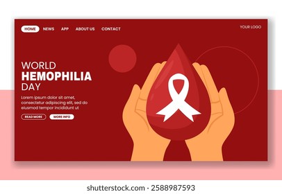 Flat Cartoon Vector Illustration for World Hemophilia Day Social Media Landing Page