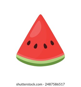 flat cartoon watermelon slice hand drawn icon clip art doodle for tropical summer fruit isolated on transparent background