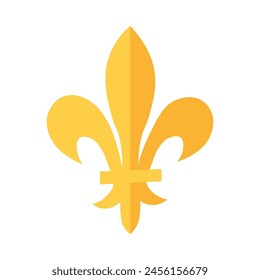 Flat cartoon yellow gold fleur-de-lis icon
