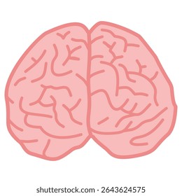 Ilustración plana del cerebro del estilo de la historieta en tonos rosados suaves. Ideal para uso educativo, de bienestar y de diseño digital. Adecuado para carteles e infografías
