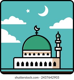 Ilustraciones planas y de dibujos animados de Mezquita Musulmana