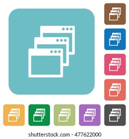 Flat Cascade window view mode icons on rounded square color backgrounds.