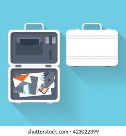 flat case full of objects