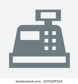 Flat cash register icon, minimalist design, vector illustration, store symbol.