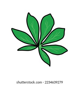 flat cassava leaves icon set. isolated on white. vector illustration.