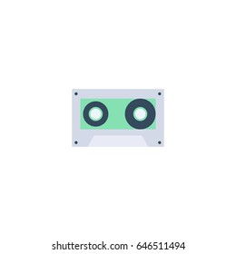 Flat Cassette Element. Vector Illustration Of Flat Tape Isolated On Clean Background. Can Be Used As Cassette, Tape And Music Symbols.
