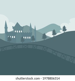 Flat castle background vector illustration