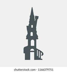 Flat castle house quality vector illustration cut