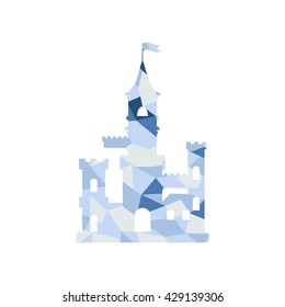 flat castle icon, abstract medieval kids castle silhouette