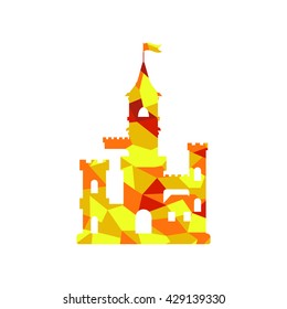 flat castle icon, abstract medieval kids castle silhouette