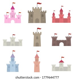 Flat castle, Palace icon, vector illustration isolated on white background