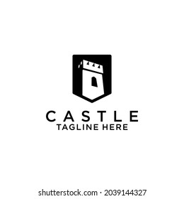 Flat Castle Vector Icon Logo Design Template 