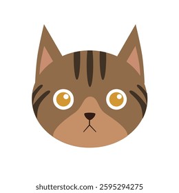 flat cat breed avatar, cute feline face icon, domestic pet cat vector illustration, colorful round kitty portrait, variety of cat breeds in modern minimalistic cartoon style