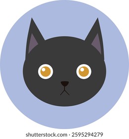 flat cat breed avatar, cute feline face icon, domestic pet cat vector illustration, colorful round kitty portrait, variety of cat breeds in modern minimalistic cartoon style