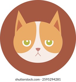 flat cat breed avatar, cute feline face icon, domestic pet cat vector illustration, colorful round kitty portrait, variety of cat breeds in modern minimalistic cartoon style