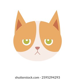 flat cat breed avatar, cute feline face icon, domestic pet cat vector illustration, colorful round kitty portrait, variety of cat breeds in modern minimalistic cartoon style