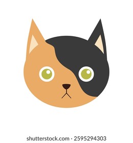 flat cat breed avatar, cute feline face icon, domestic pet cat vector illustration, colorful round kitty portrait, variety of cat breeds in modern minimalistic cartoon style