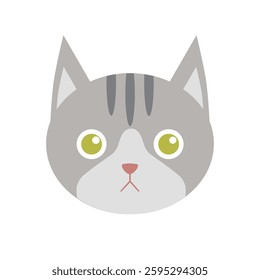 flat cat breed avatar, cute feline face icon, domestic pet cat vector illustration, colorful round kitty portrait, variety of cat breeds in modern minimalistic cartoon style