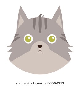 flat cat breed avatar, cute feline face icon, domestic pet cat vector illustration, colorful round kitty portrait, variety of cat breeds in modern minimalistic cartoon style