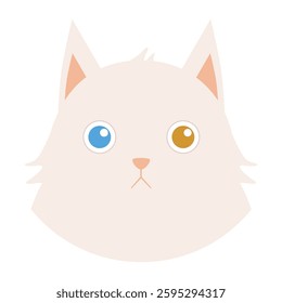 flat cat breed avatar, cute feline face icon, domestic pet cat vector illustration, colorful round kitty portrait, variety of cat breeds in modern minimalistic cartoon style