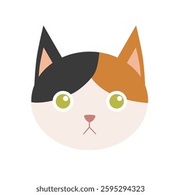 flat cat breed avatar, cute feline face icon, domestic pet cat vector illustration, colorful round kitty portrait, variety of cat breeds in modern minimalistic cartoon style