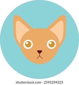 flat cat breed avatar, cute feline face icon, domestic pet cat vector illustration, colorful round kitty portrait, variety of cat breeds in modern minimalistic cartoon style