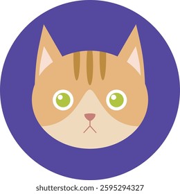 flat cat breed avatar, cute feline face icon, domestic pet cat vector illustration, colorful round kitty portrait, variety of cat breeds in modern minimalistic cartoon style