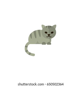 Flat Cat Element. Vector Illustration Of Flat Feline Isolated On Clean Background. Can Be Used As Feline, Cat And Claws Symbols.