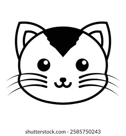 Flat Cat face icon vector happy kitty head silhouette 1