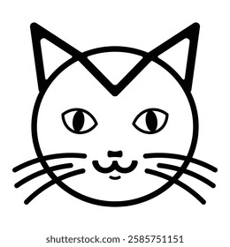 Flat Cat face icon vector happy kitty head silhouette 2