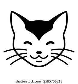 Flat Cat face icon vector happy kitty head silhouette 3