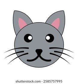 Flat Cat face icon vector happy kitty head silhouette 5