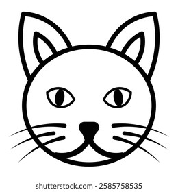 Flat Cat face icon vector happy kitty head silhouette 5