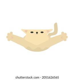 Flat cat jumps. Cartoon cat. Vector illustration.