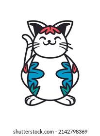 tatuaje de gato plano sobre blanco