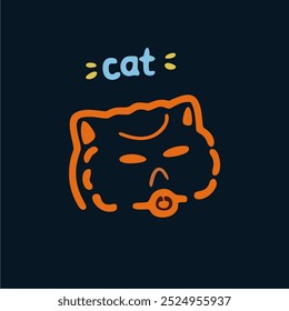 Flat cat vector can be put on any design for accessories