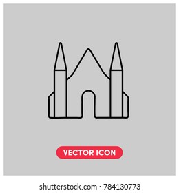 Flat Cathedral Vector Icon Illustration.Line Art.Premium Quality.