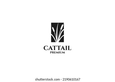 Flat cattail grass logo design vector illustration idea