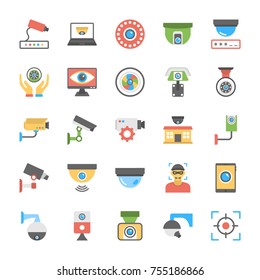 
Flat CCTV Cameras Icons Set

