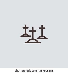 Flat cemetery icon for map, cartography, app or web. Vector sign.