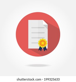 Flat Certificate Icon.