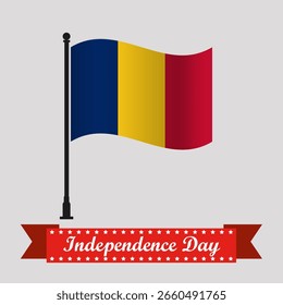 Flat Chad Independence Day With Waving Flag