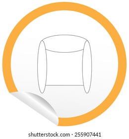 Flat chair icon on sticker for floor plan outline. Line editable EPS10 vector furniture illustration. View from above