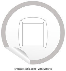 Flat chair icon on sticker for floor plan outline. Line editable EPS10 vector furniture illustration. View from above
